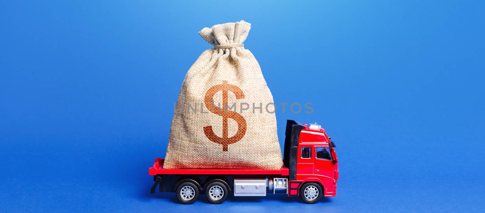 The truck is carrying a huge dollar money bag. Great investment. Attracting large funds to the economy for subsidies, support and cheap soft loans for businesses. Anti-crisis measures of government. by iLixe48