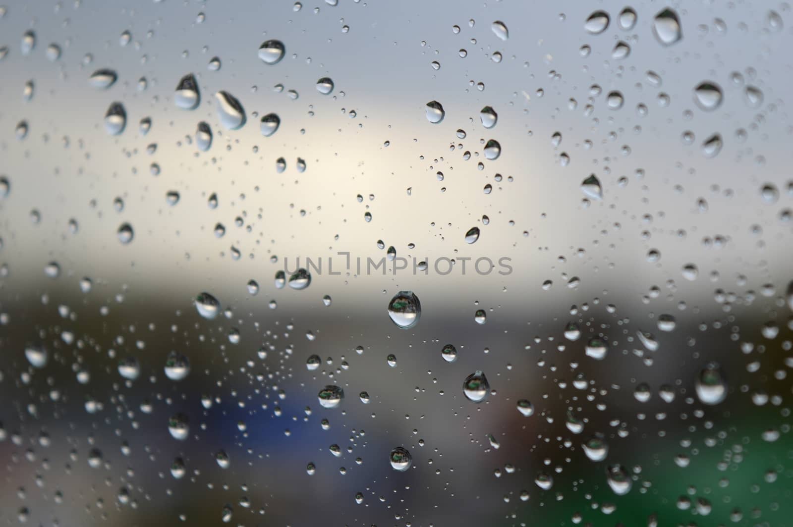 Drops of rain on the window, shallow dof