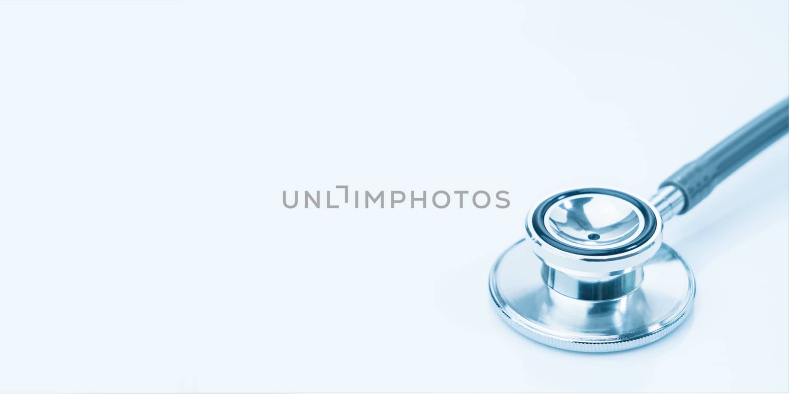 Medical stethoscope for doctor checkup on health medical laboratory table as medical concept