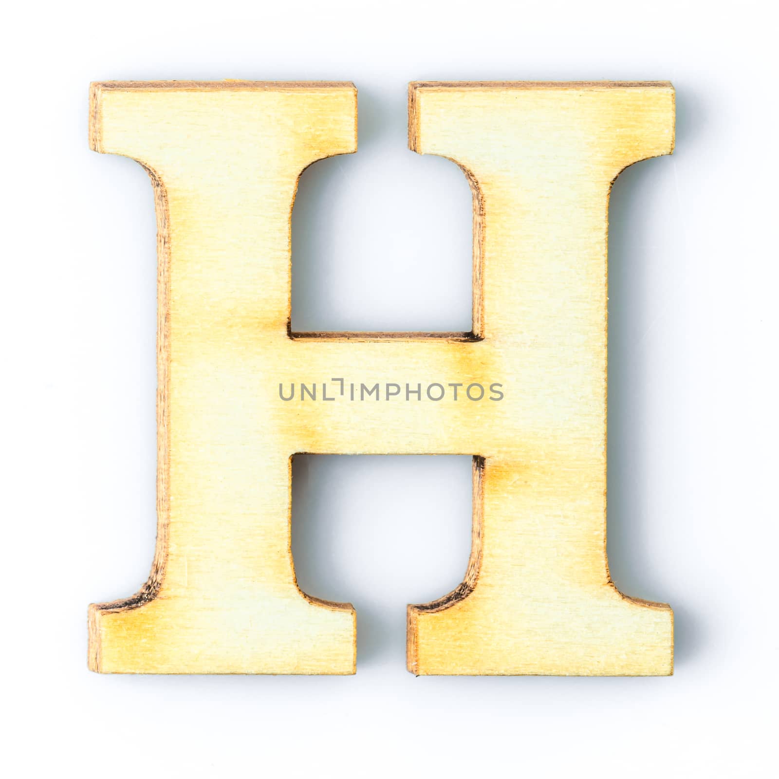 Wooden Alphabet letter with drop shadow H by stoonn