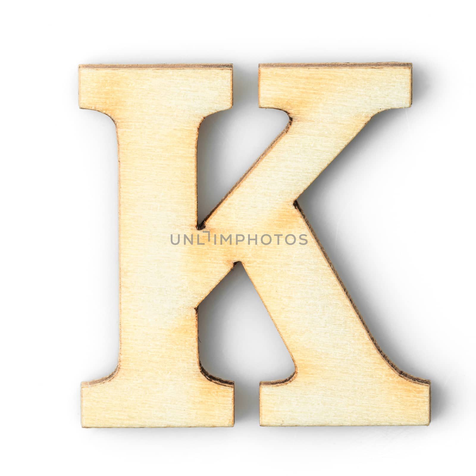 Wooden Alphabet letter with drop shadow K by stoonn