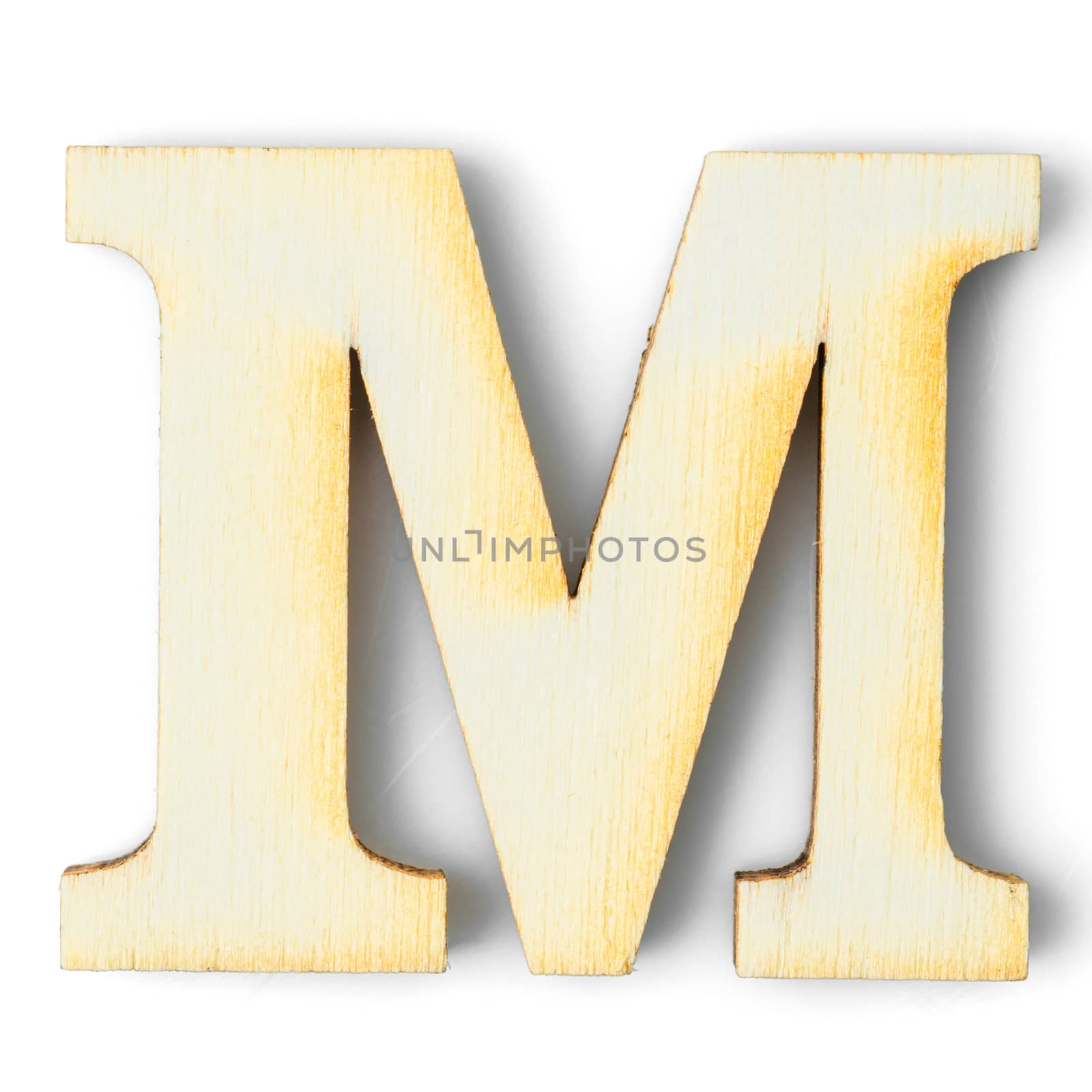 Wooden Alphabet letter with drop shadow M by stoonn