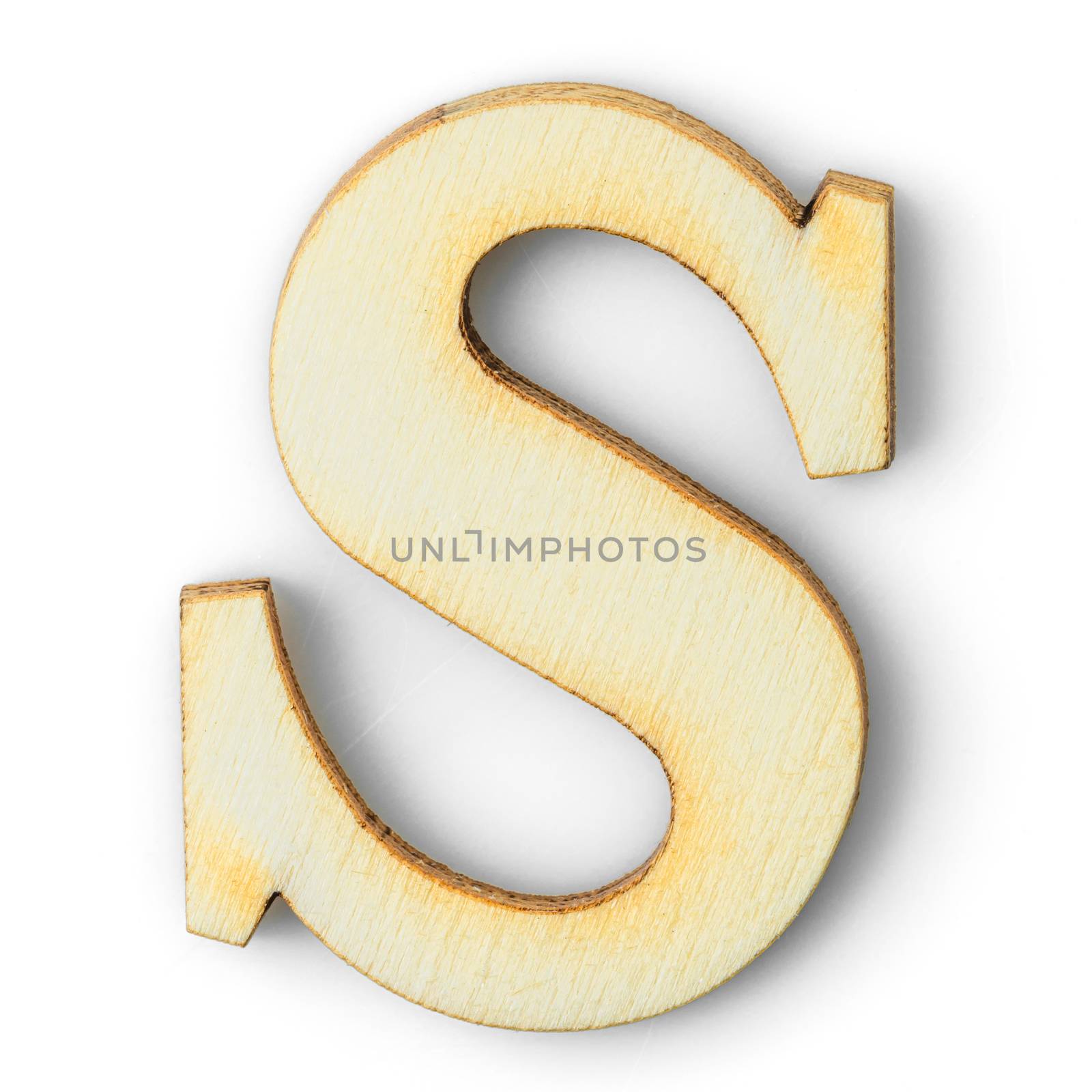 Wooden Alphabet letter with drop shadow S by stoonn