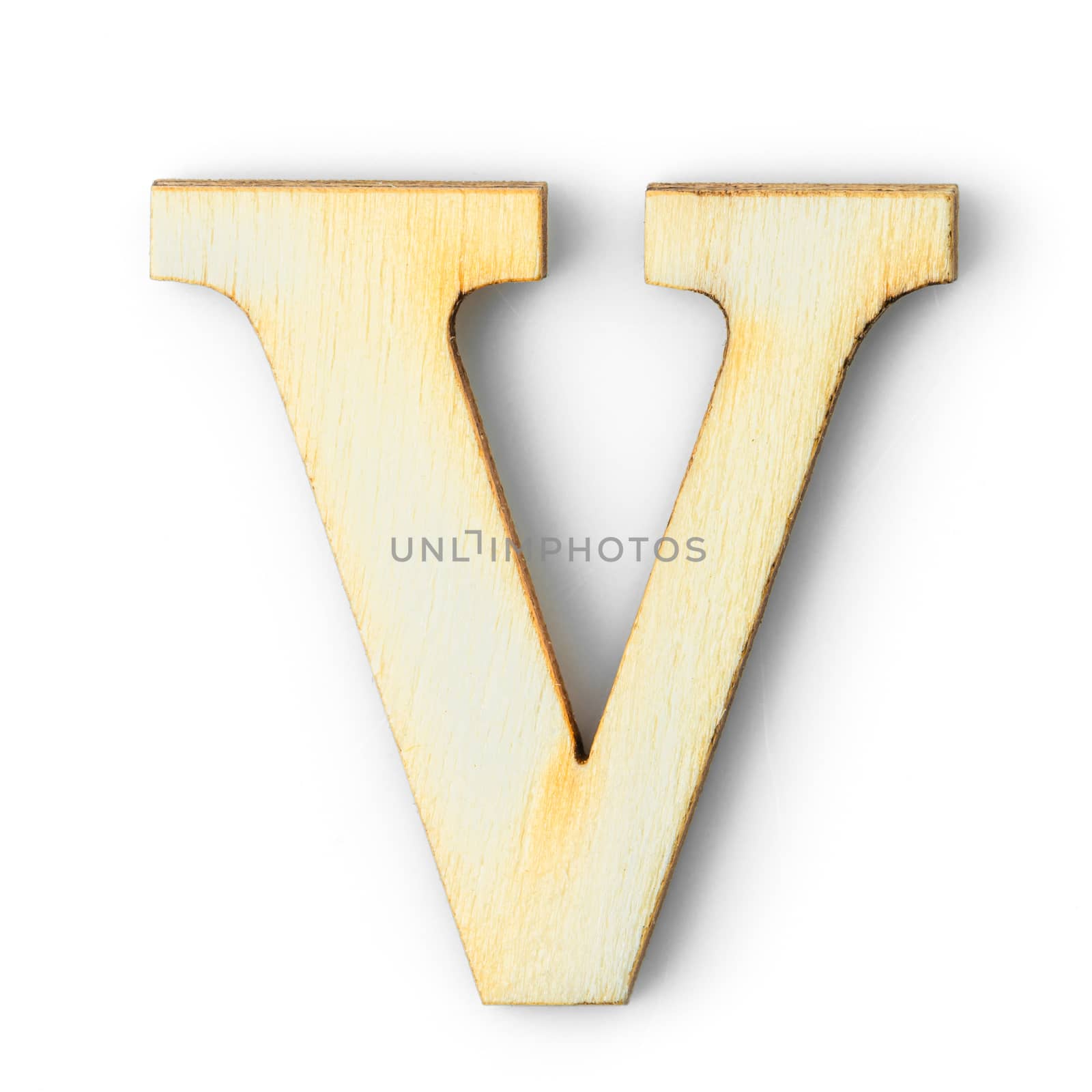 Wooden Alphabet letter with drop shadow V by stoonn
