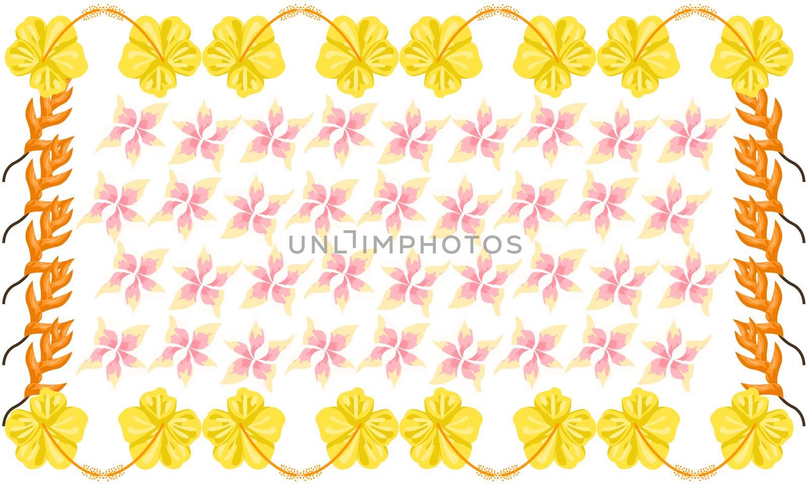 digital textile design of flowers and leaves