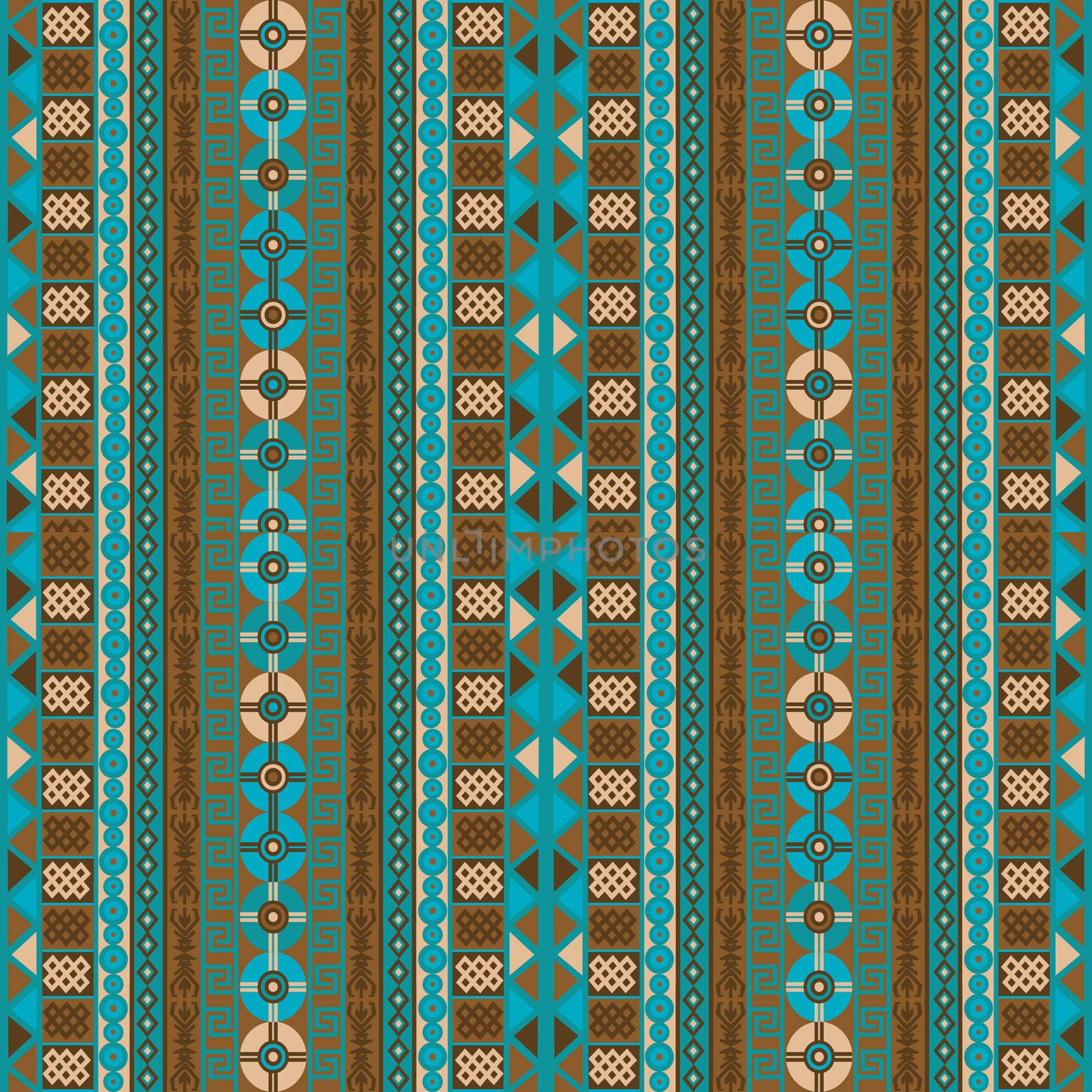 Ethnic background with blue and brown tribal motifs