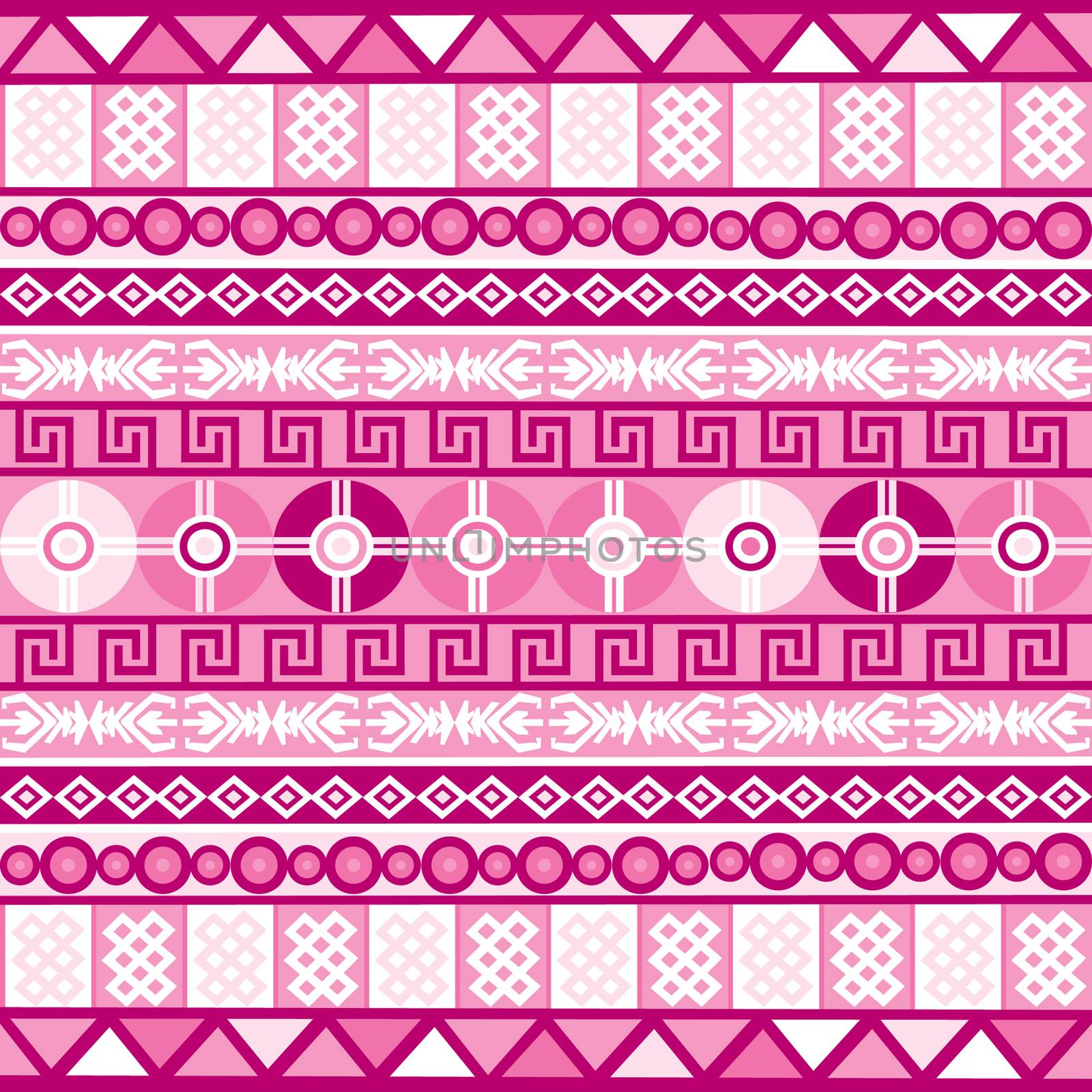 Pink background with ethnic geometrical tribal motifs