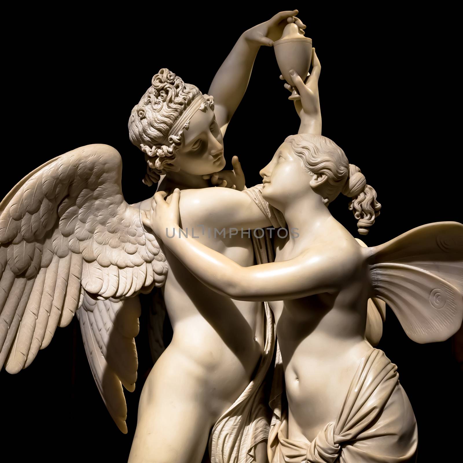 MILAN, ITALY - June 2020. Giovanni Maria Benzoni's masterpiece Cupid and Psyche (Amore e psiche, 1845), symbol of eternal love.