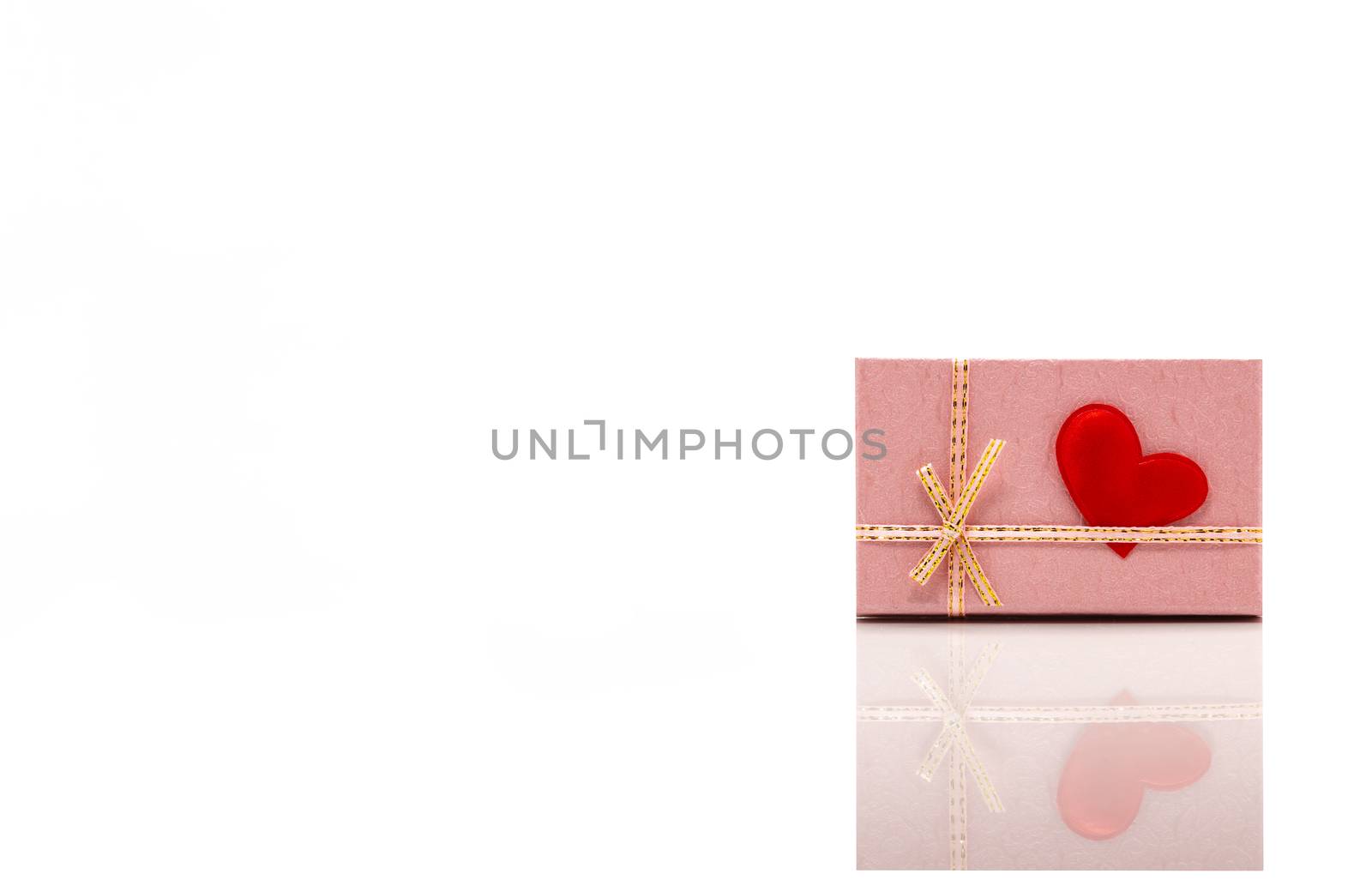 Pink Gift Box With a Red Heart. Isolated. by DamantisZ