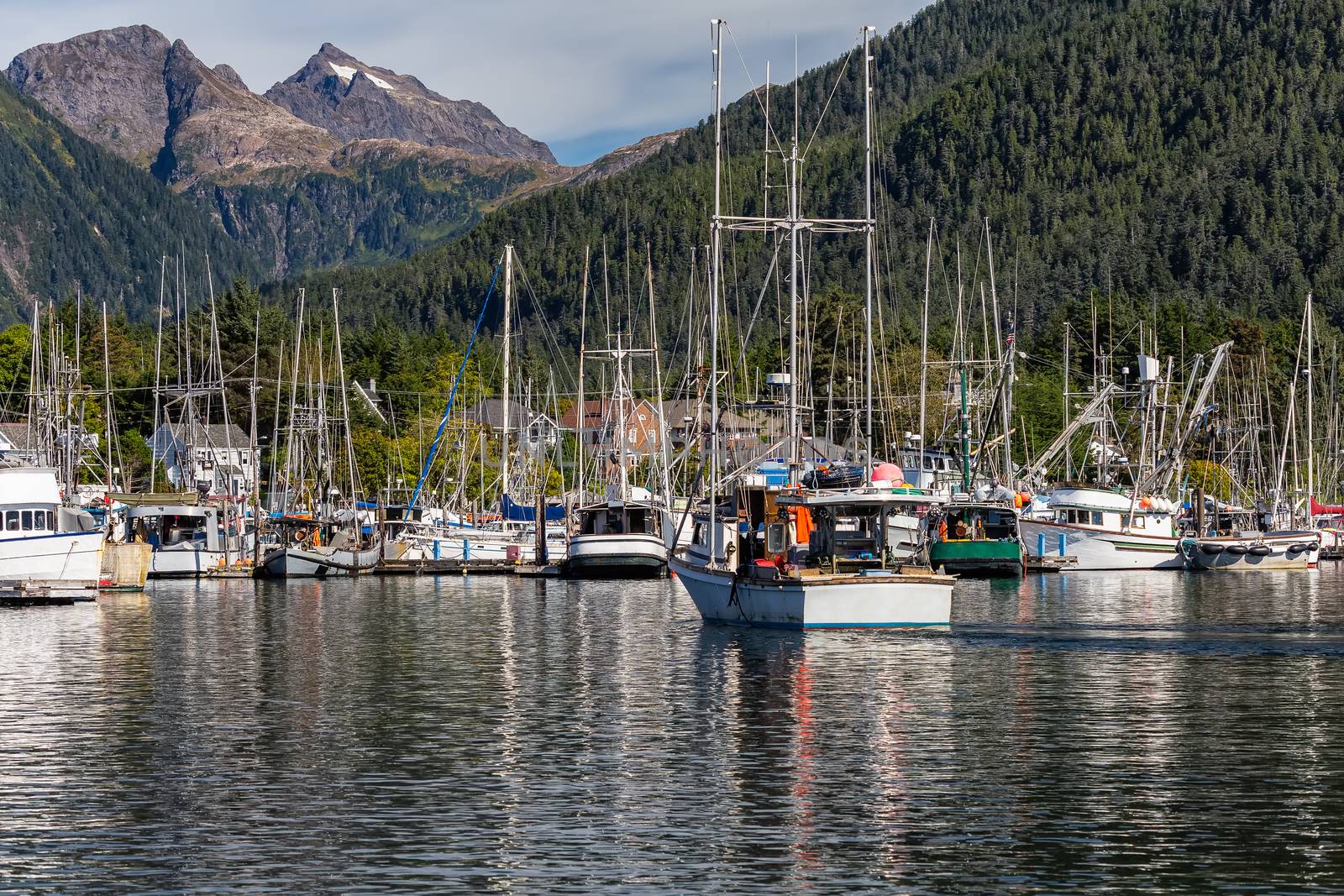 Fishing boat sailing in marina in Alaska by DamantisZ