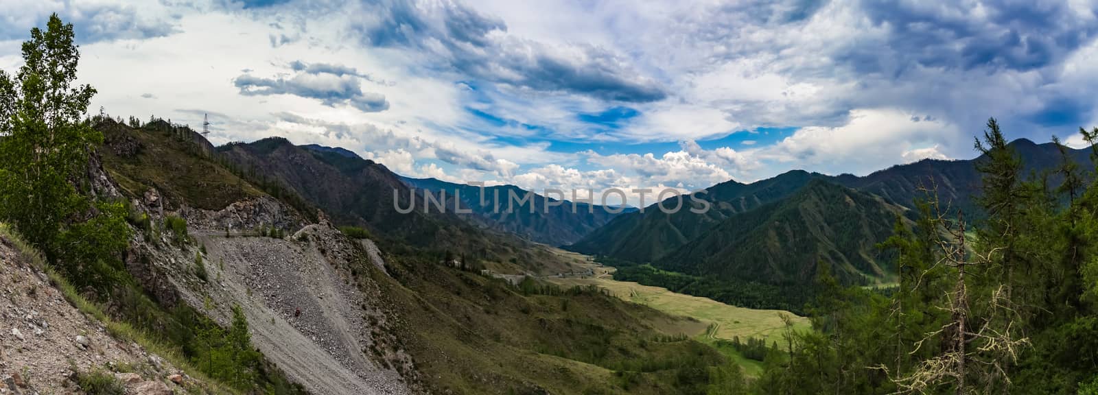 Panoramic view of Chike-Taman pass in Russia by DamantisZ