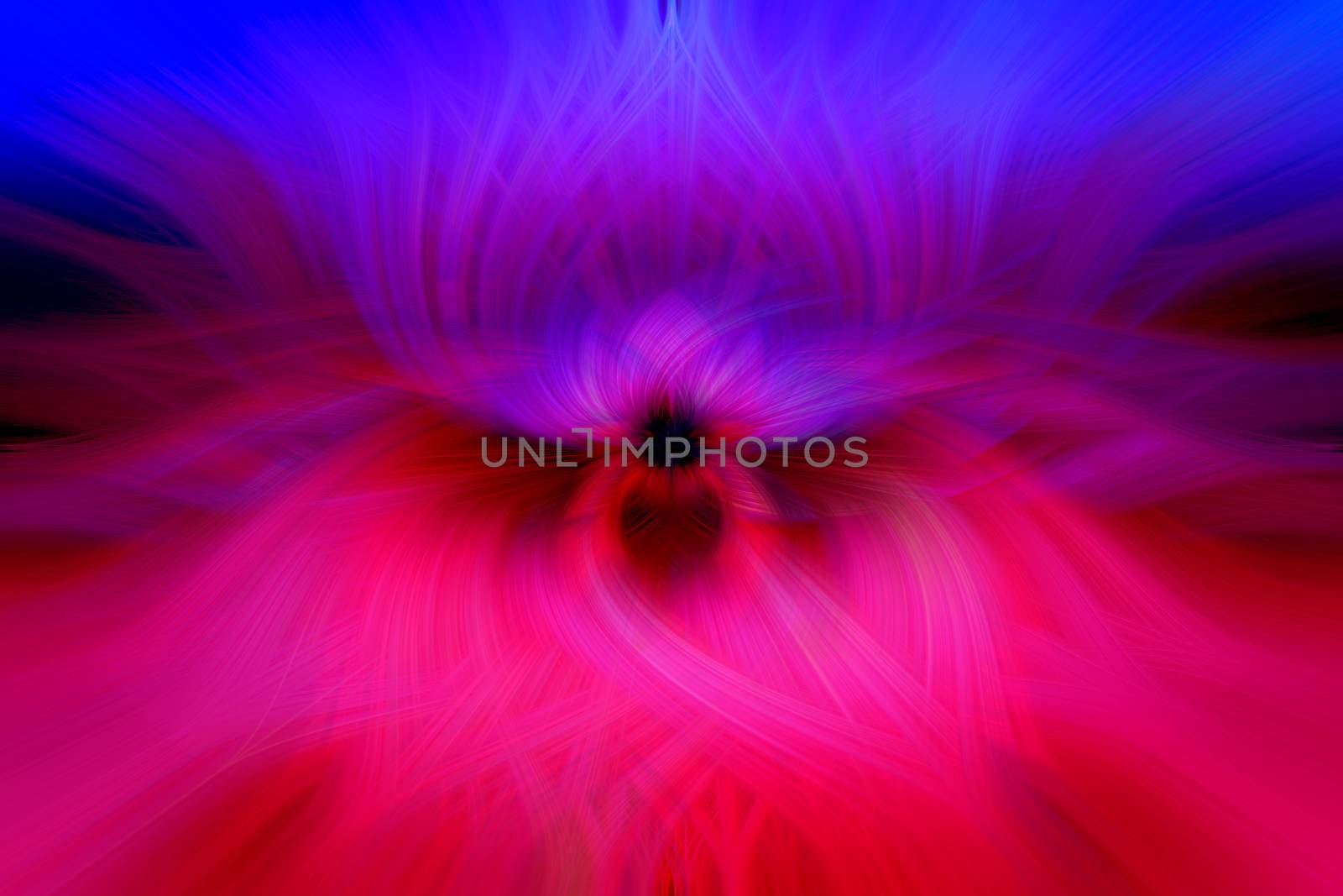 Beautiful abstract intertwined 3d fibers forming an ornament made of various symmetrical shapes. Pink, purple, red, and blue colors. Illustration.