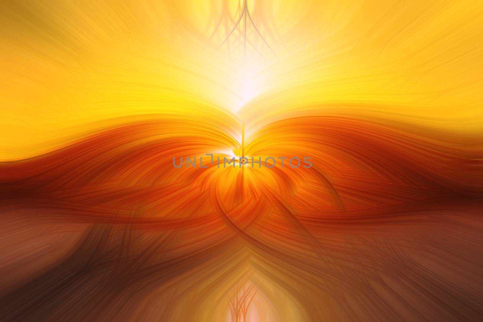 Beautiful abstract intertwined 3d fibers forming a shape of flame and sparkle. Yellow, red, and orange colors. Illustration.