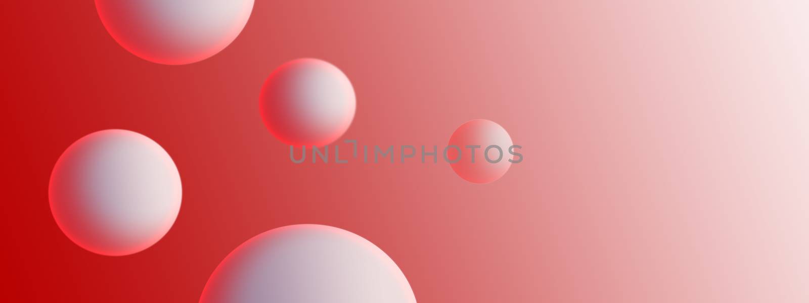 White 3d circles on red background. Panorama. by DamantisZ