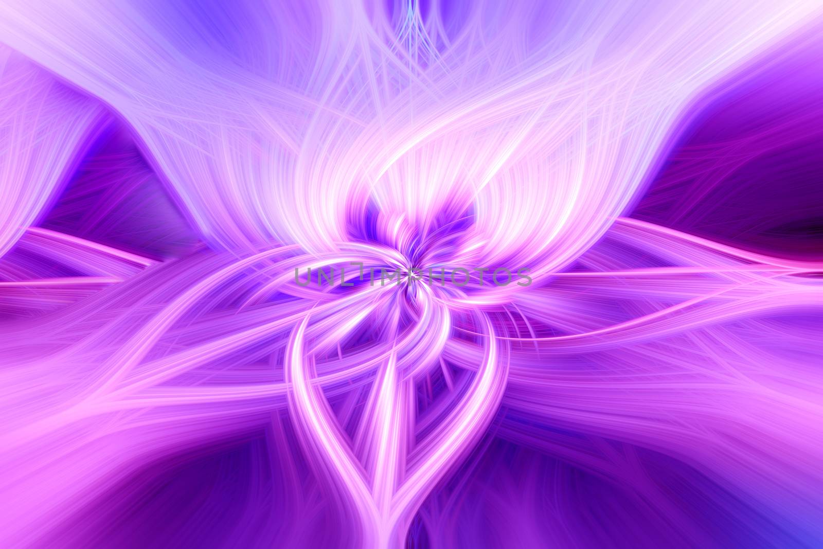 Beautiful abstract intertwined 3d fibers forming an ornament made of various shapes. Pink, purple, and blue colors. Illustration.