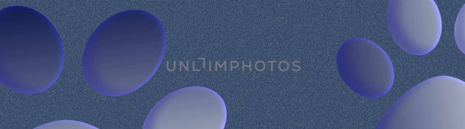 Dark blue grainy background, white 3d ovals with purple glow on it. Panorama and banner format. Illustration