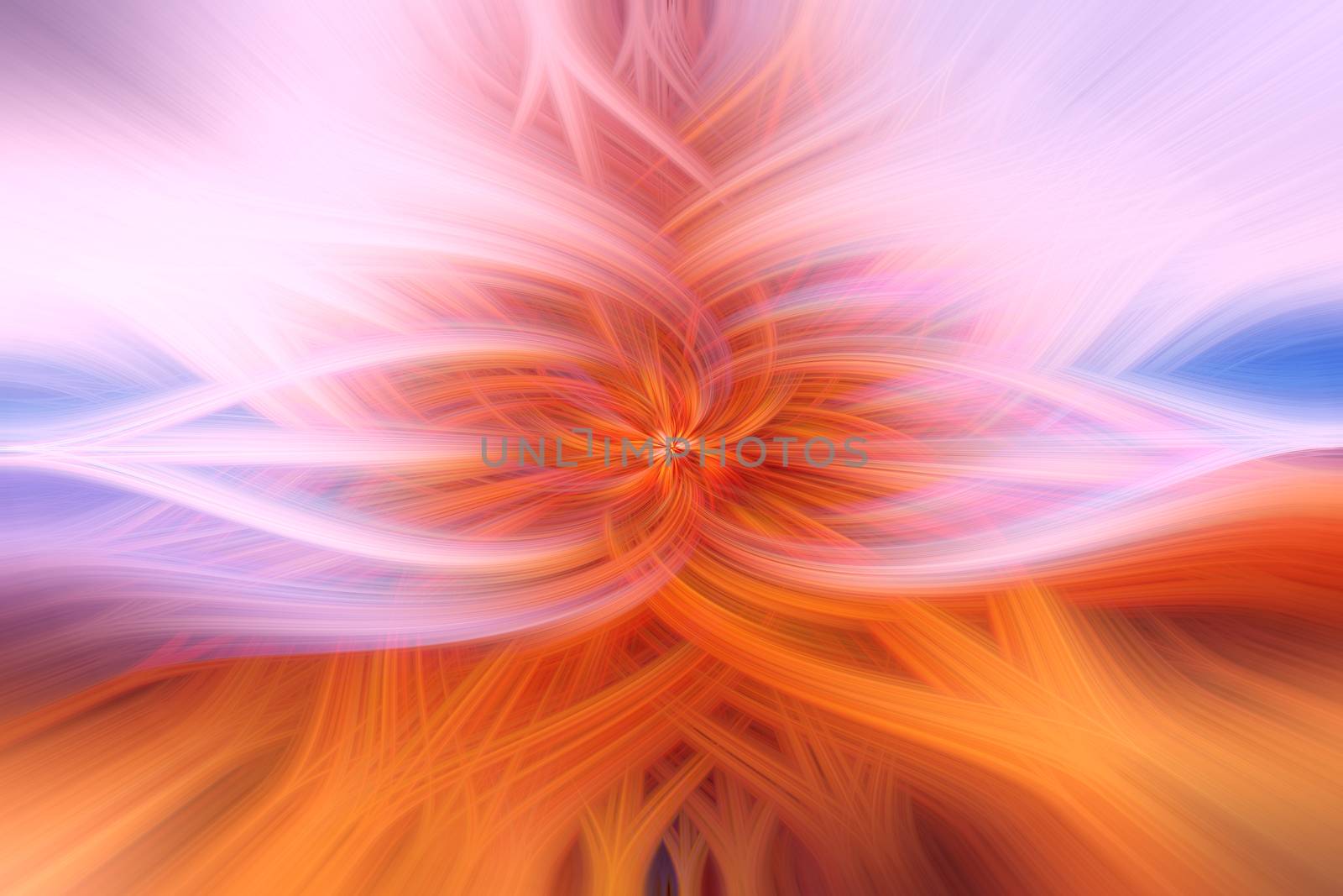 Colorful intertwining orange, pink and blue 3d fibers. Abstract web design. Illustration