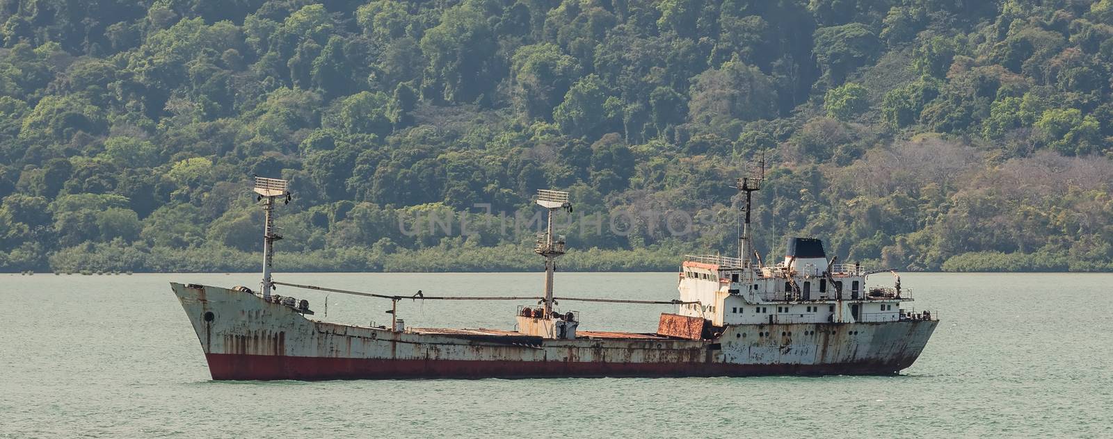 Shipwreck. Remains of old tanker in Panama Canal by DamantisZ