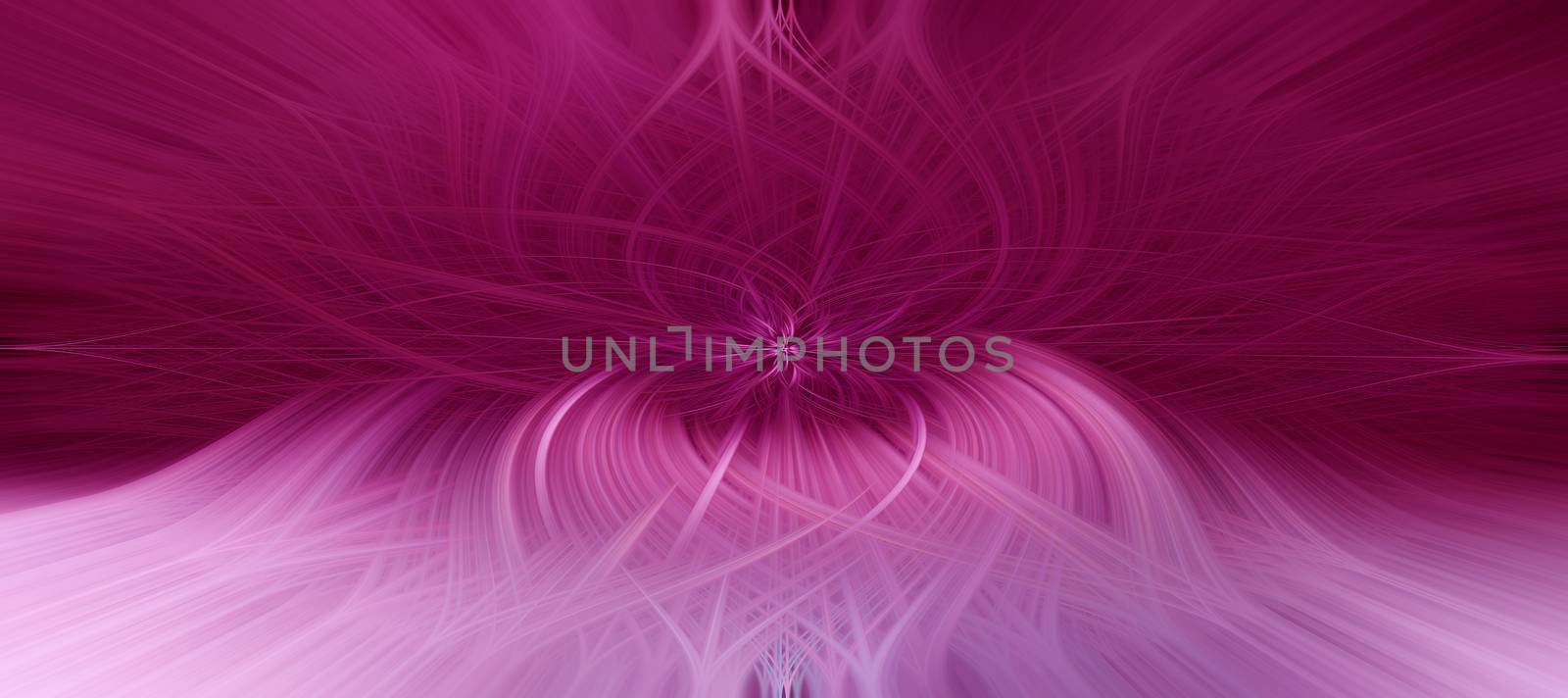 Beautiful abstract intertwined 3d fibers forming a shape of sparkle, flame, flower, interlinked hearts. Pink and purple colors. Illustration.
