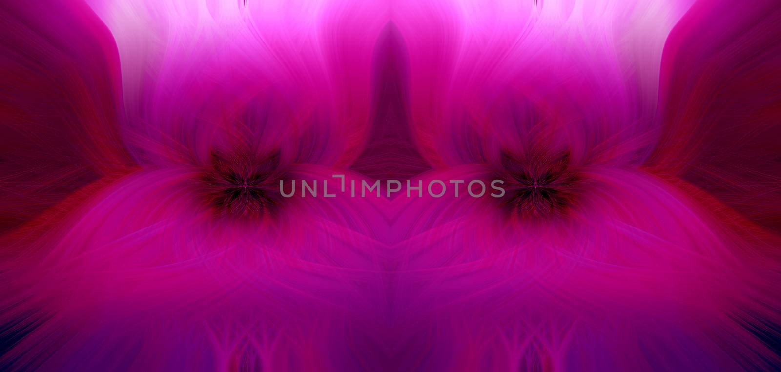 Beautiful abstract intertwined 3d fibers forming a shape of sparkle, flame, flower. Pink, blue, maroon, and purple colors. Illustration.
