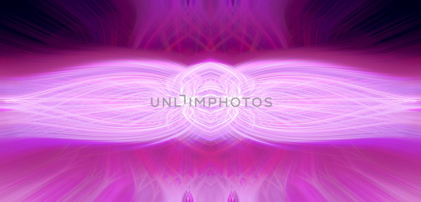 Beautiful abstract intertwined 3d fibers forming a shape of sparkle, flame, flower, interlinked hearts. Pink, maroon, and purple colors. Illustration.