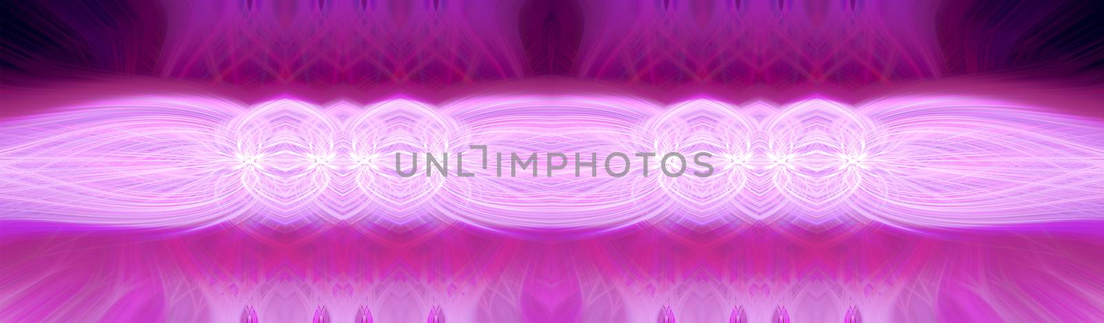 Beautiful abstract intertwined 3d fibers forming a shape of sparkle, flame, flower, interlinked hearts. Pink, maroon, and purple colors. Illustration. Banner, panorama size.