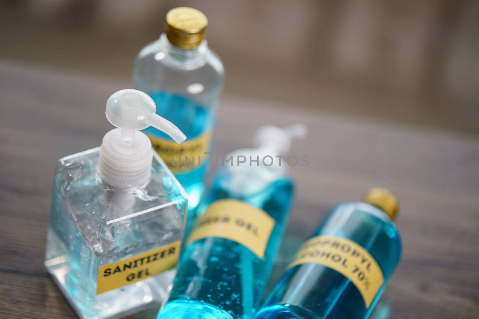 Sanitizer gel and Isopropyl alcohol for corona virus or Covid-19 protection.