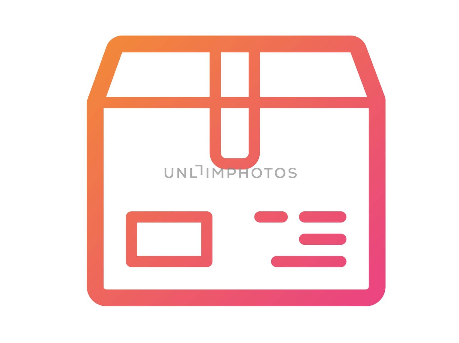 The isolated gradient orange to pink vector colorful delivery box line icon