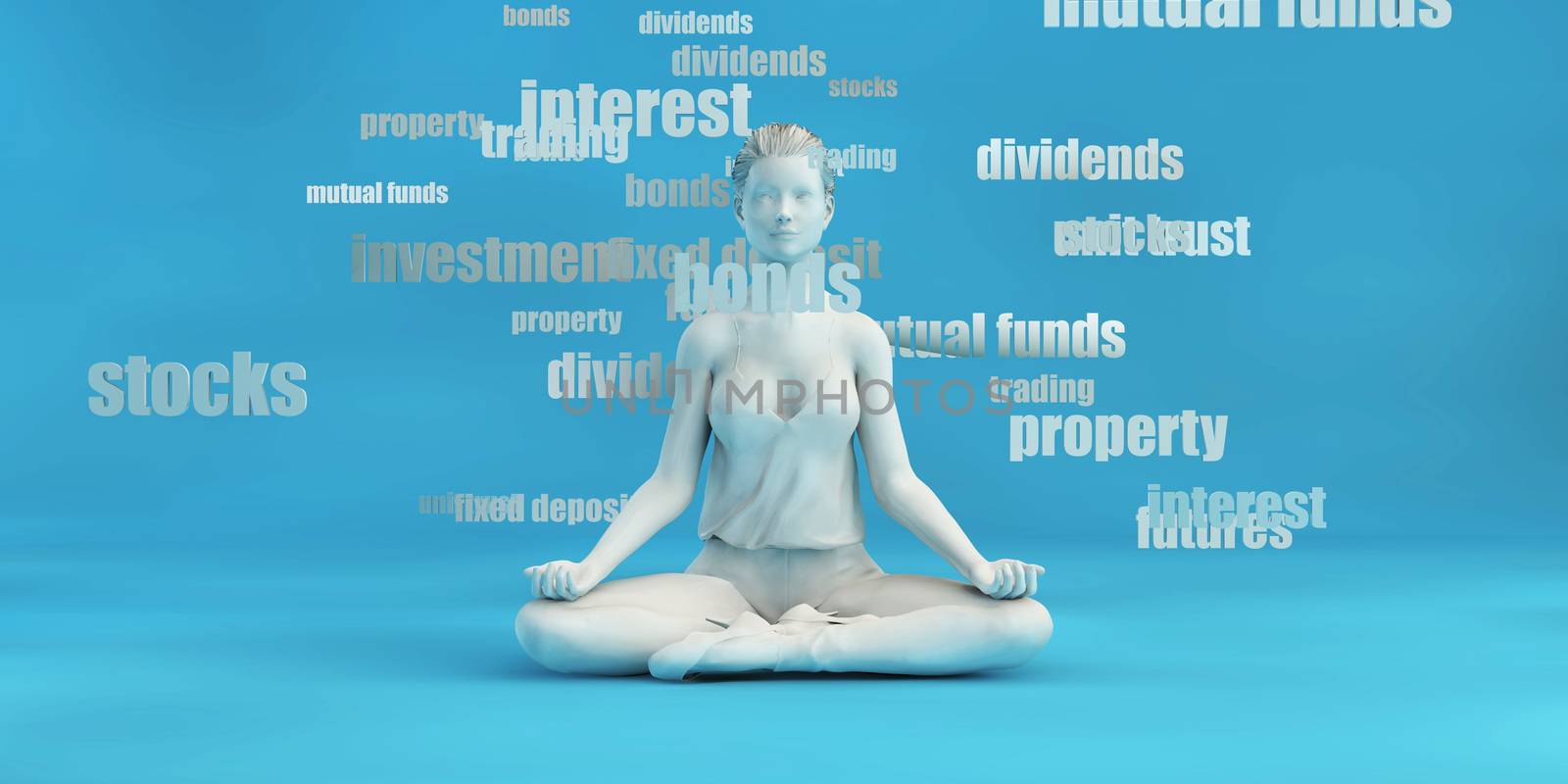 Personal Investment Options Concept with Woman Meditating