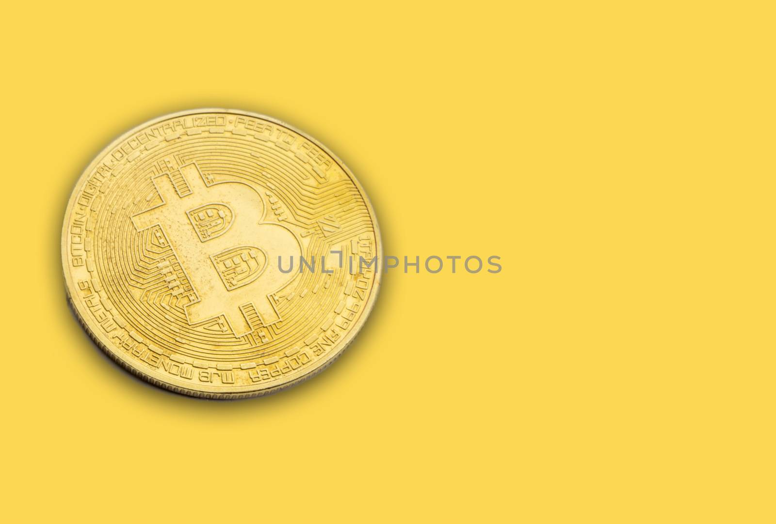 BITCOIN Cryptocurrency on yellow background by silverwings
