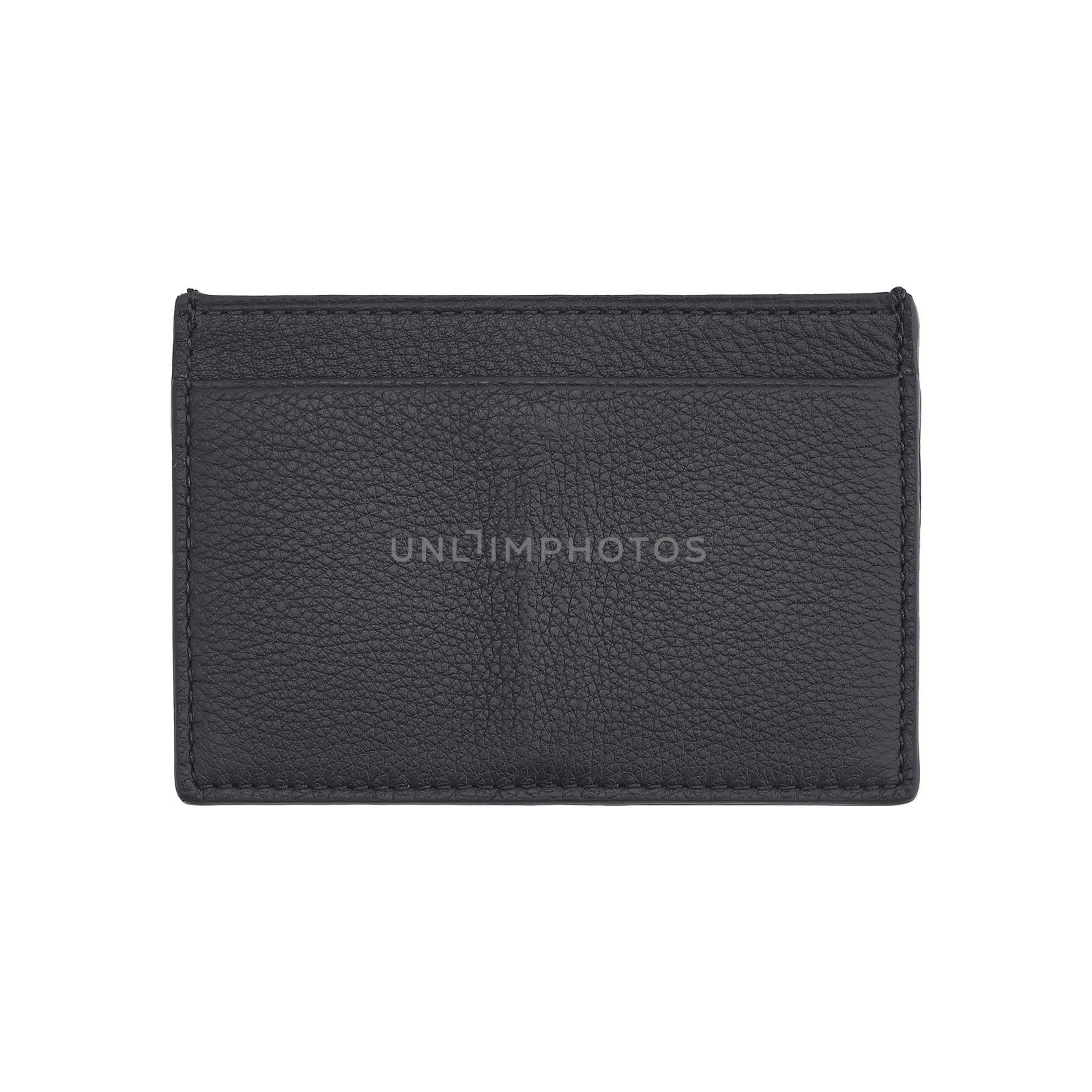 Black leather wallet isolated on white background by uphotopia