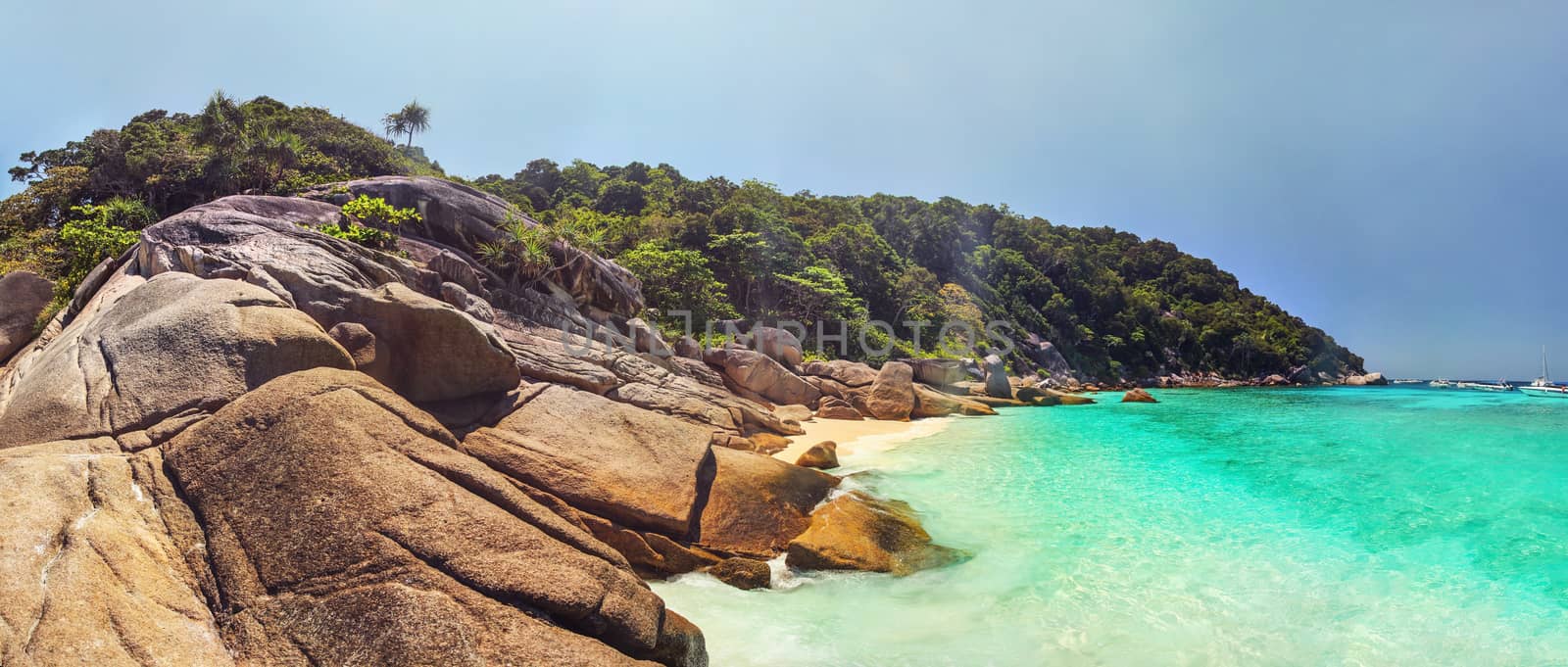 Panorama of unspoiled empty beach of Similan islands with idylli by Ivanko