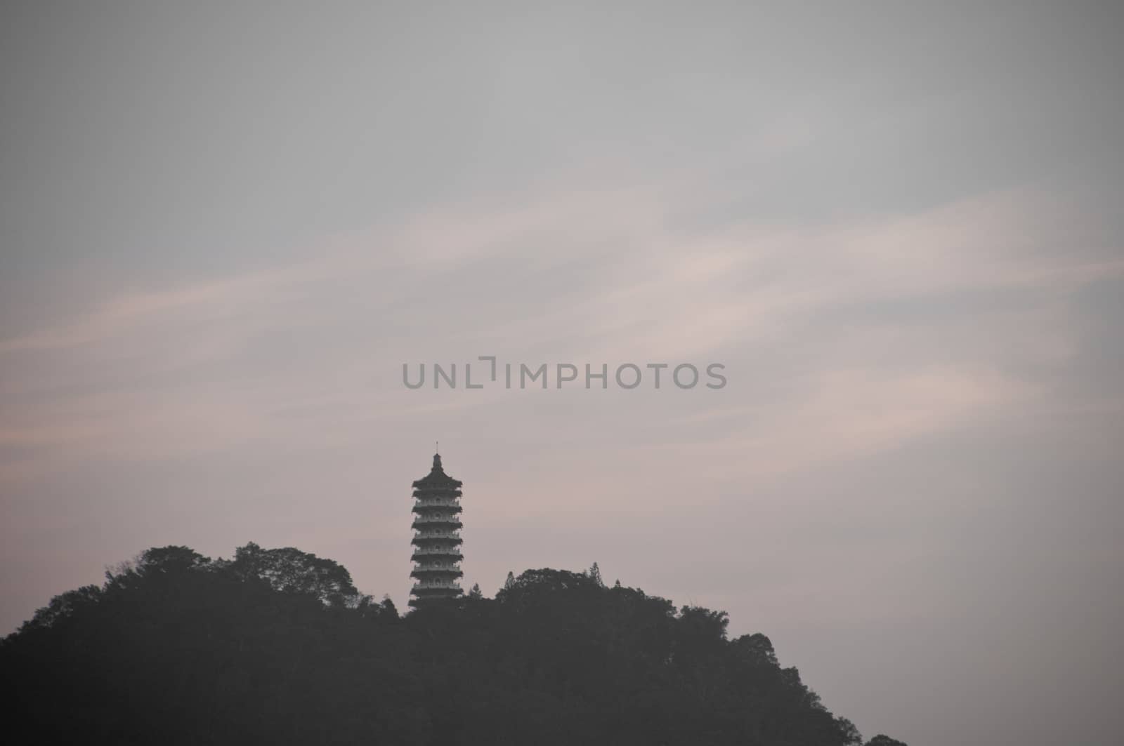 Traditional Chinese Pagoda on mountain Sun Moon Lake Taiwan