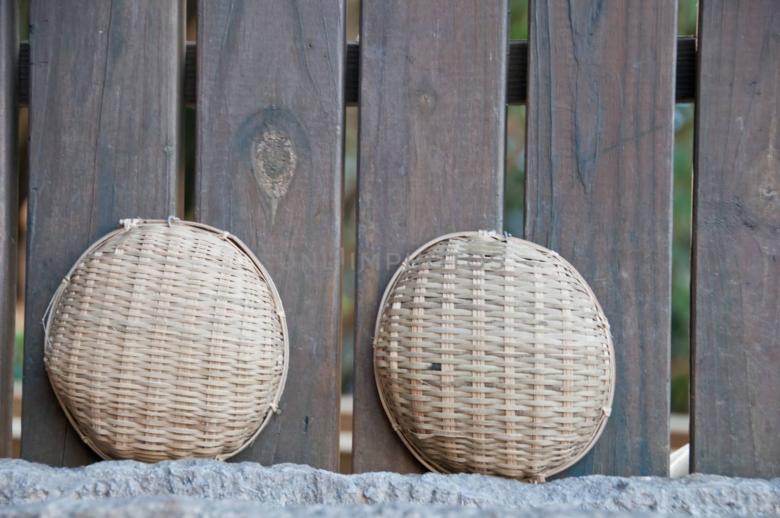 Two of wooden old baskets Japanese style by eyeofpaul