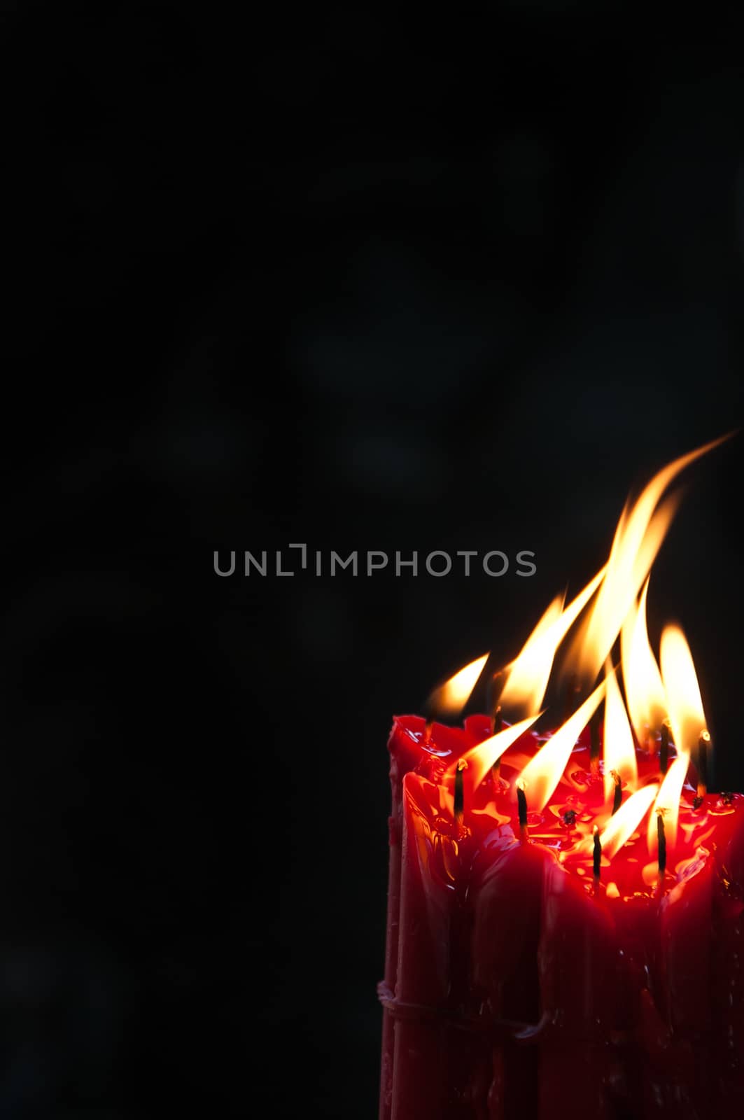 Group of bright red light candles