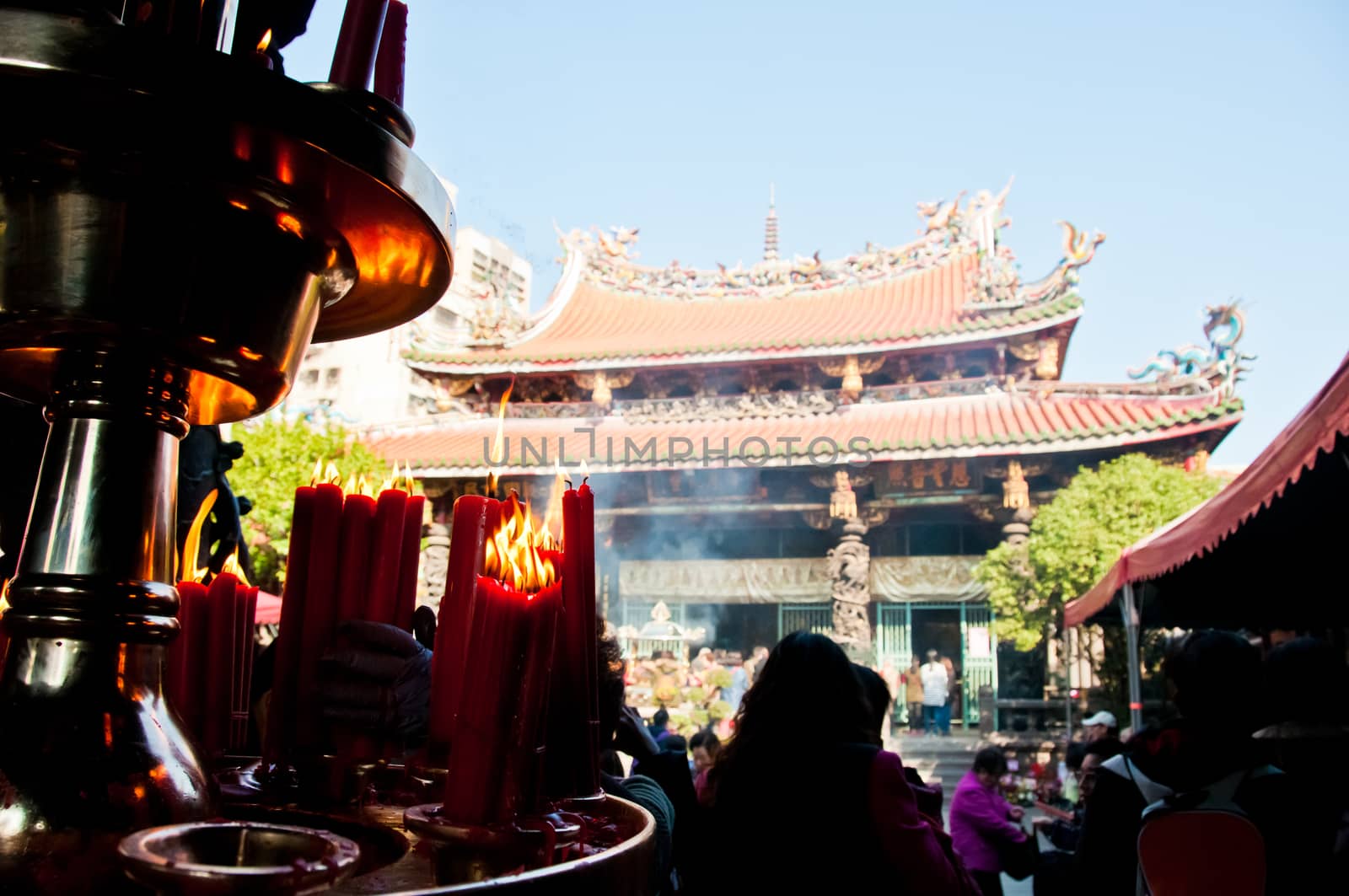 Worship for Chinese new year at Longshan temple Taipei Taiwan by eyeofpaul