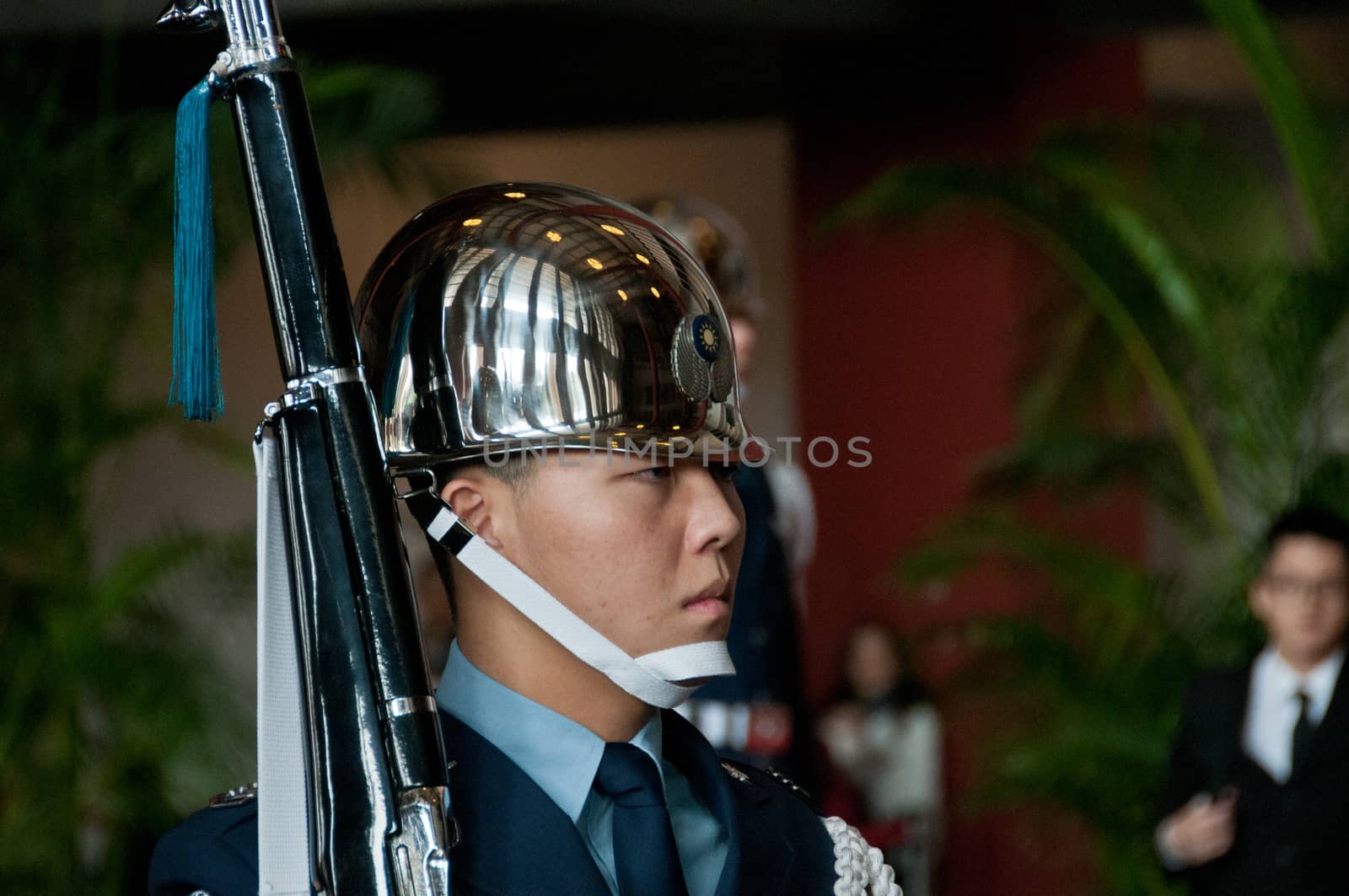 Soldier at Sun Yat Sen Memorial hall in Taiwan by eyeofpaul