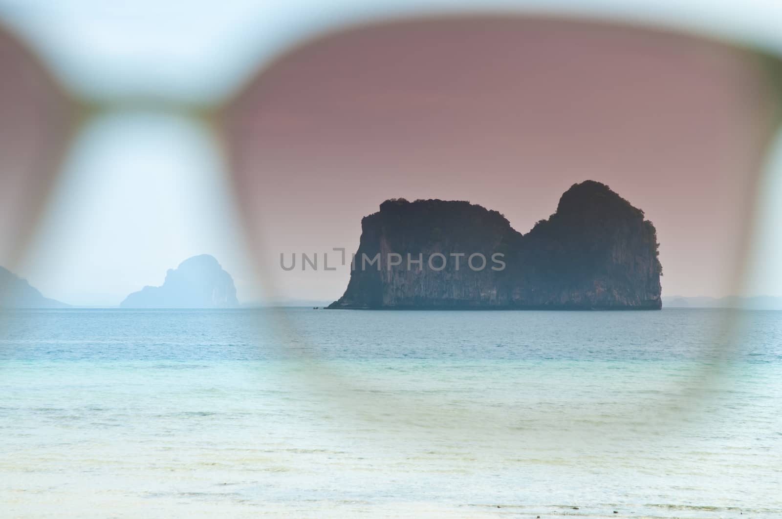 Looking through pink sun glasses Phuket Sea Thailand by eyeofpaul