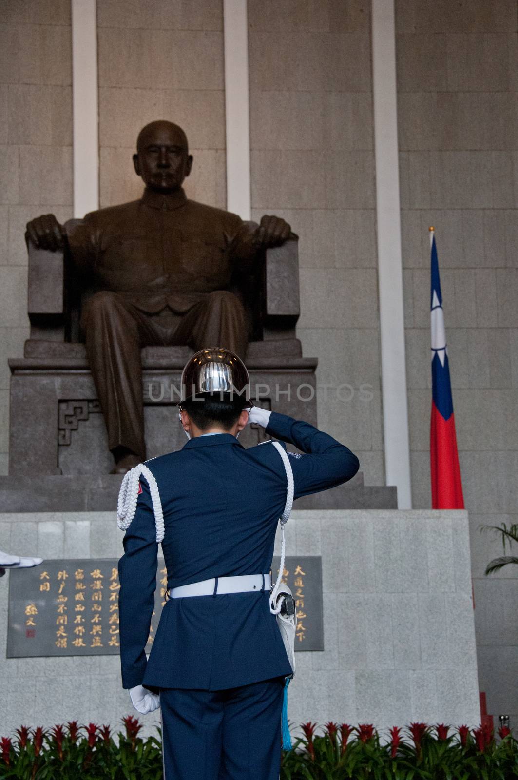 Soldier salute at Sun Yat Sen Memorial hall in Taiwan by eyeofpaul