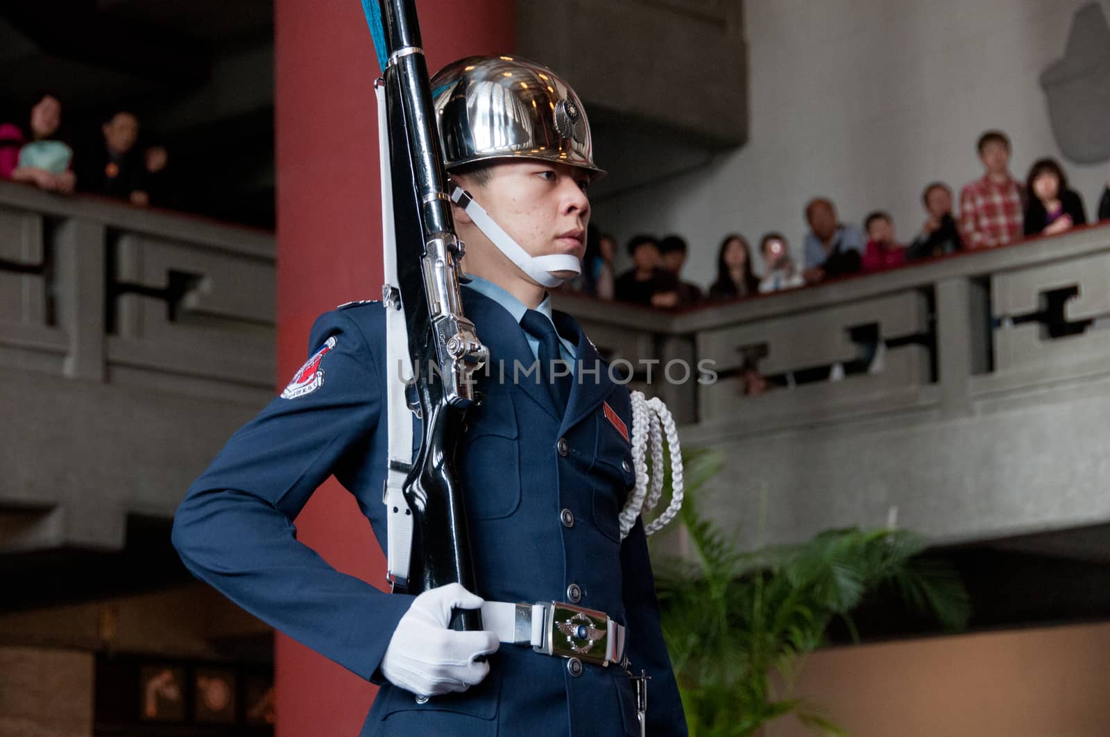 Soldier guard at Sun Yat Sen Memorial hall in Taiwan