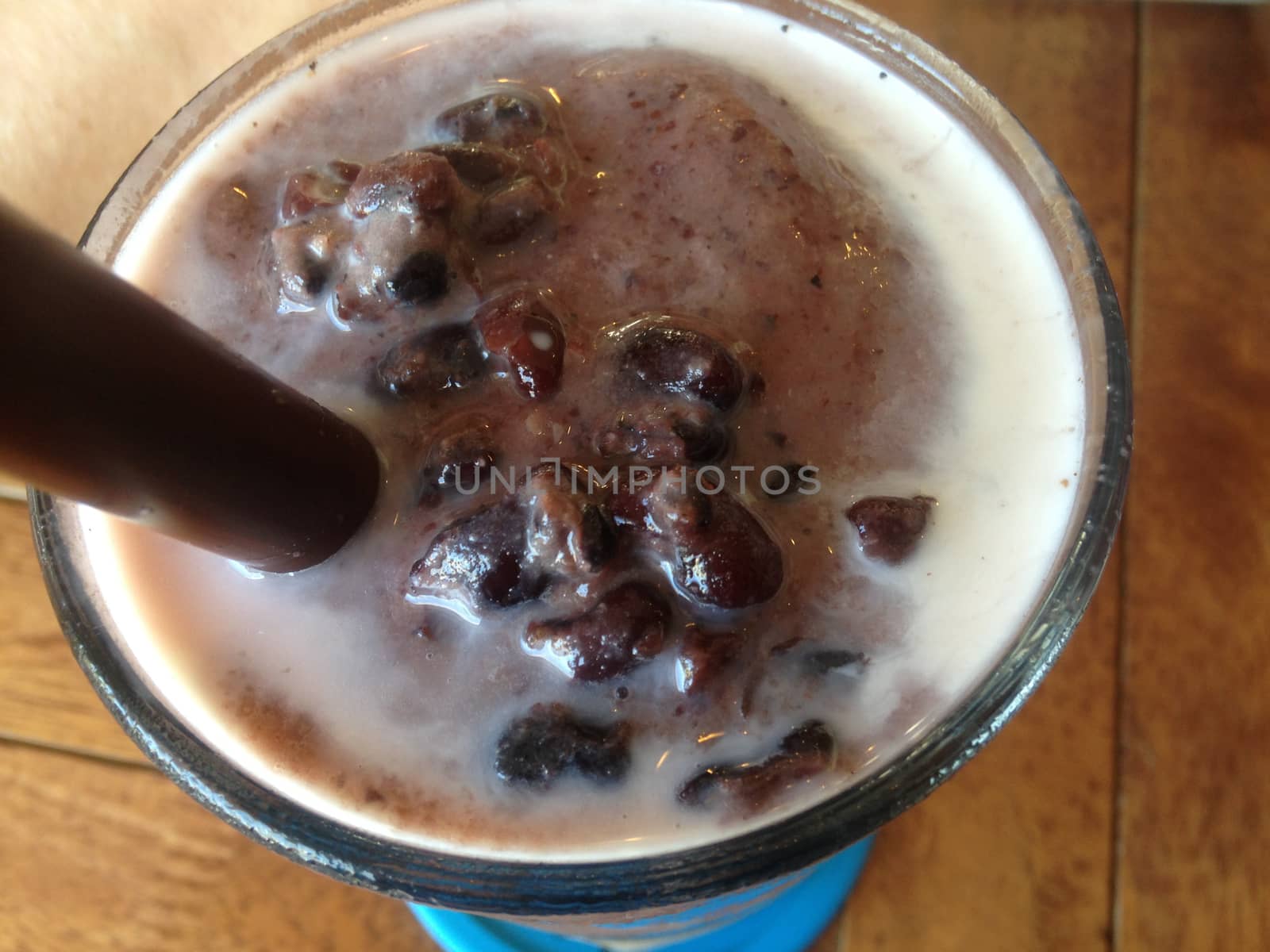 Cold sweet black bean smoothies in a glass