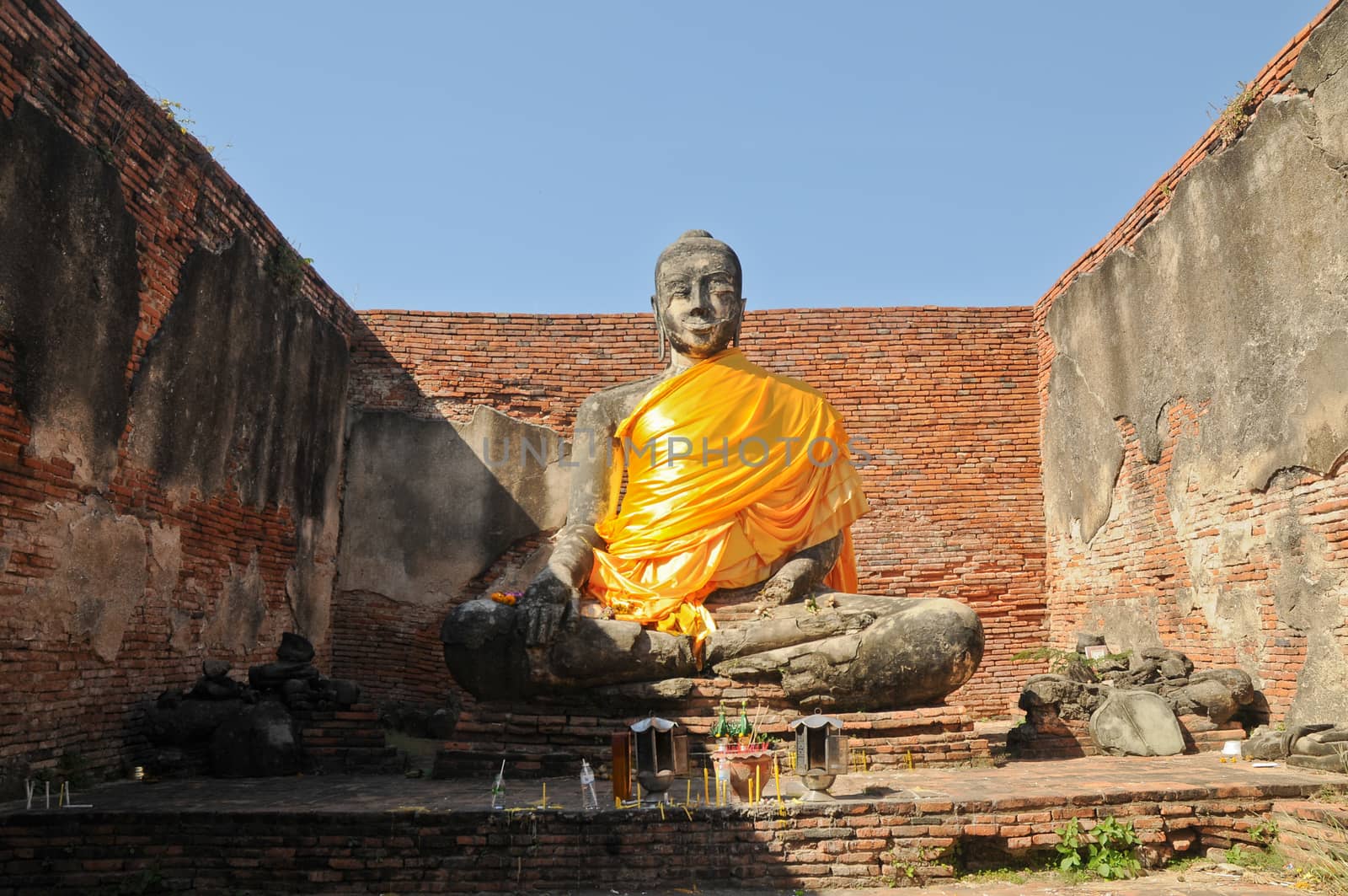 Peaceful ancient Buddha statue Thailand Ayudhaya by eyeofpaul