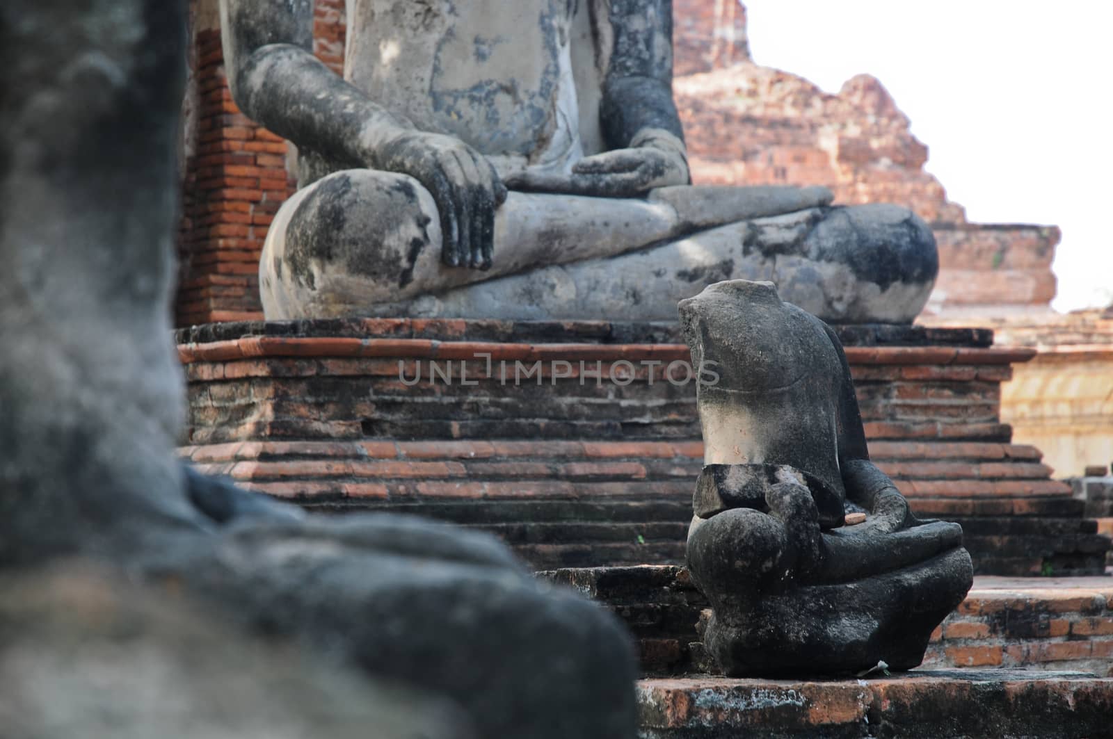 Thai Buddha ancient statues in Ayudhaya city by eyeofpaul
