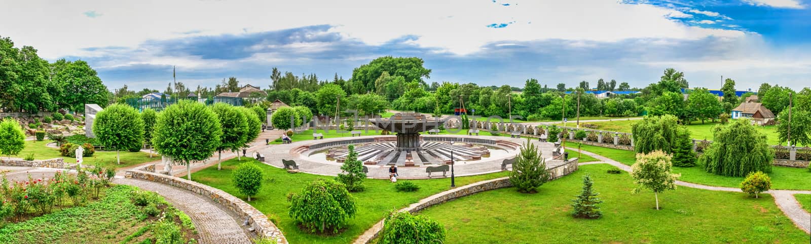 Buki, Ukraine 06.20.2020. Landscape Park and recreational complex in Buki village, Ukraine, on a cloudy summer day