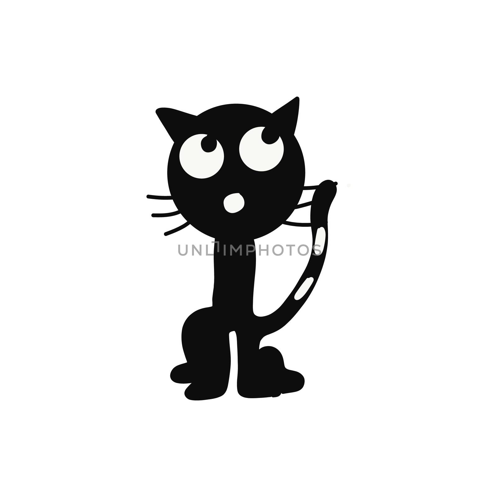 Hand draw cute black cat isolated on white background.  by iiinuthiii