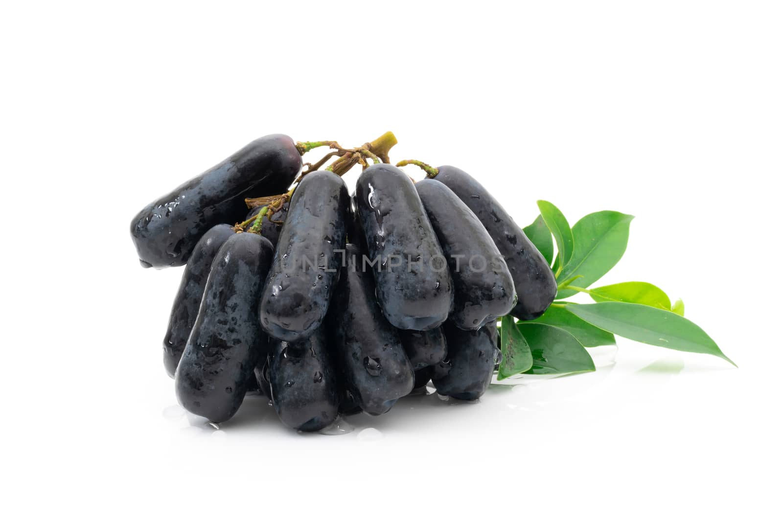 Fresh grape black on a white background by sompongtom