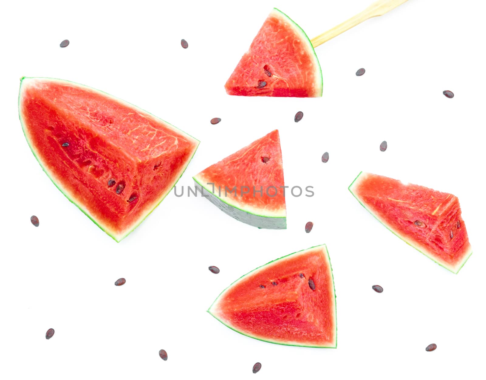 Fresh watermelon on a white background by sompongtom