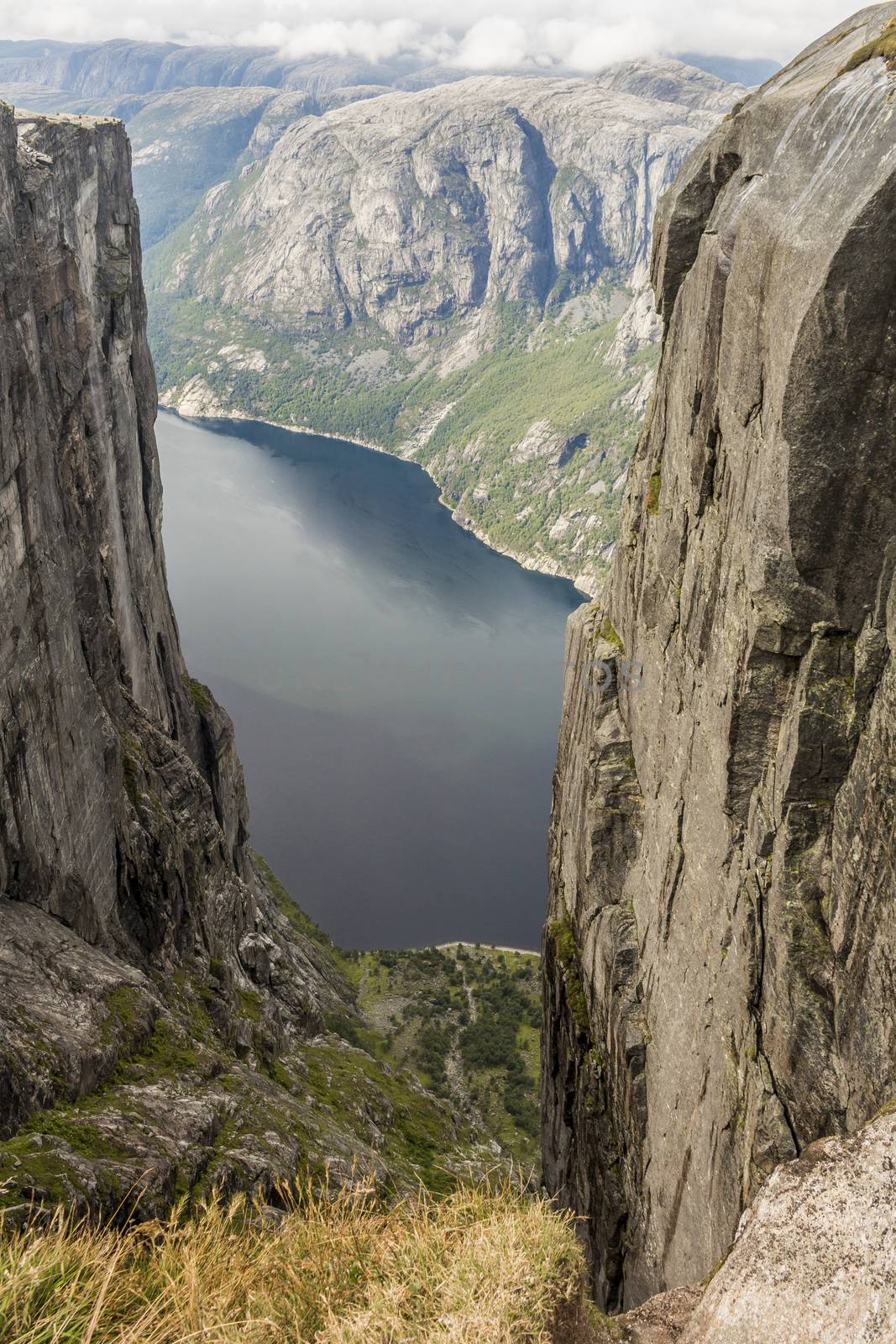 View of the Lysefjord from Kjeragbolten in Norway by Arkadij