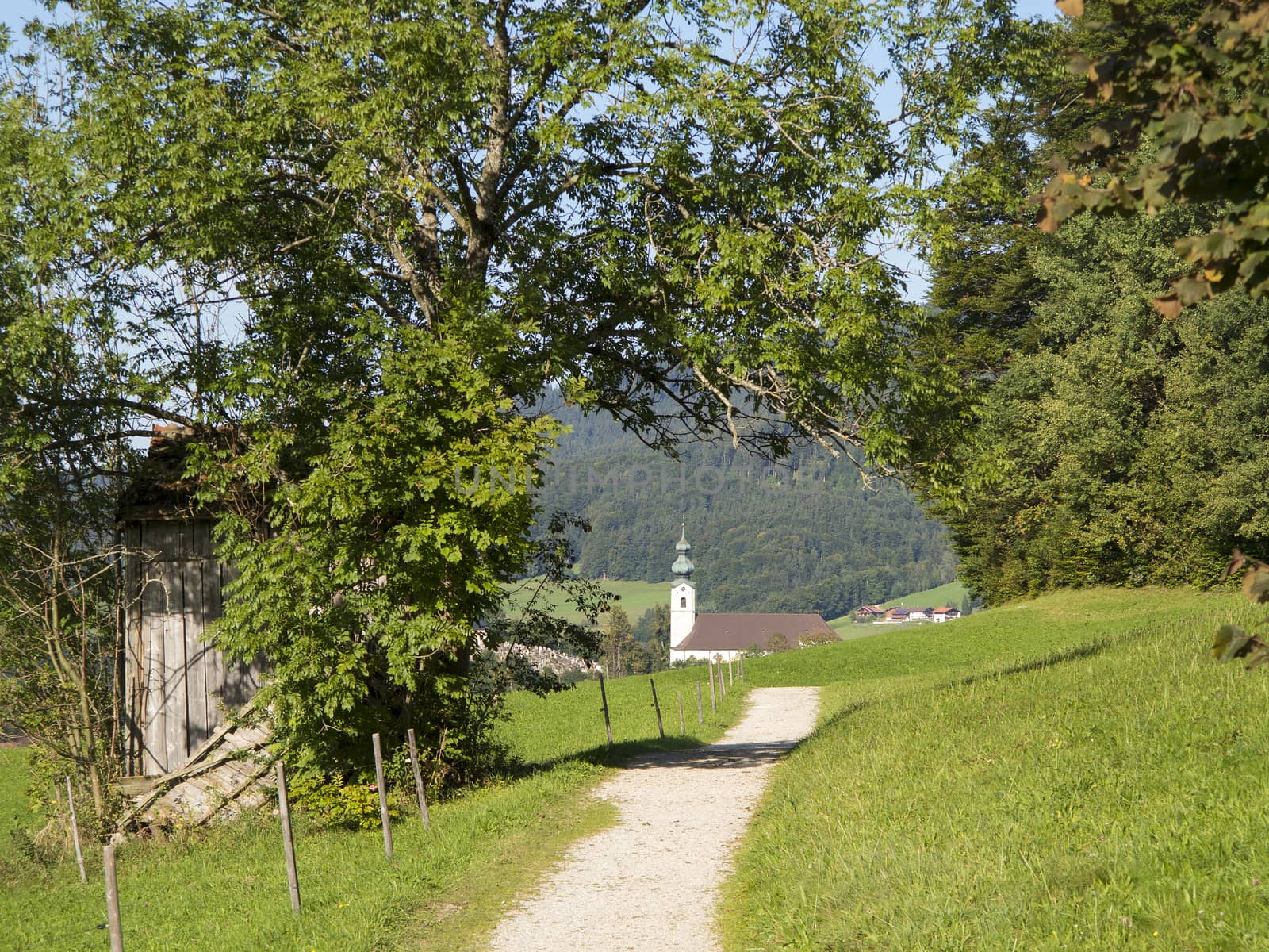 Hiking trail in beautiful landscape in Bavaria, Germany