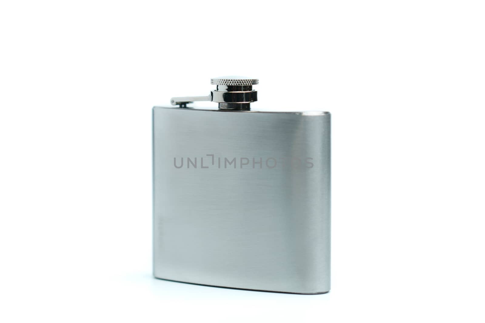 Stainless hip flask isolated on a white background by sirawit99